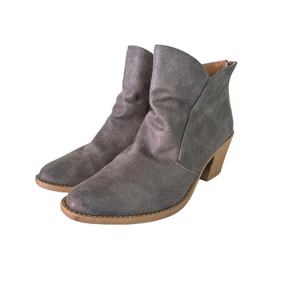 Qupid Women’s Suede Ankle Boots Gray Block Heel Casual Shoes Size 10 - Picture 3 of 10